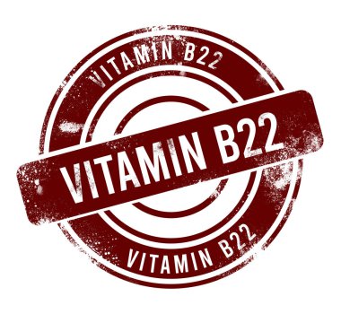 B22 vitamini - kırmızı yuvarlak grunge tuşu, damga
