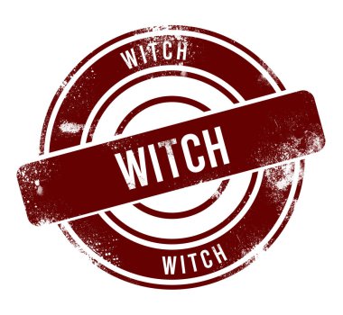 Cadı - kırmızı yuvarlak grunge düğmesi, damga