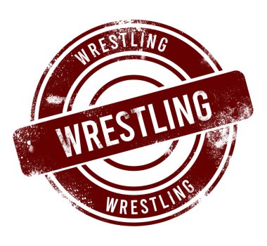 Güreş - kırmızı yuvarlak grunge düğmesi, mühür