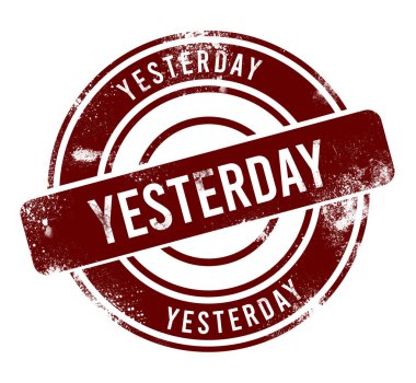 Dün - kırmızı yuvarlak grunge düğmesi, damga