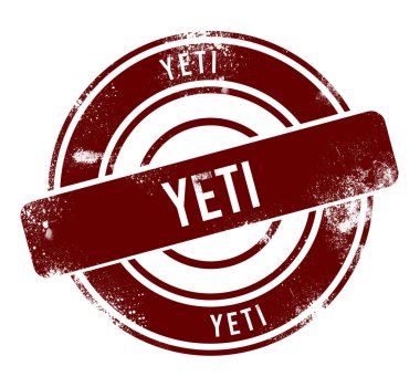 Yeti - kırmızı yuvarlak grunge düğmesi, damga