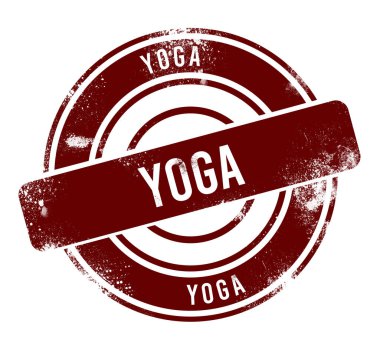 Yoga - kırmızı yuvarlak grunge düğmesi, pul