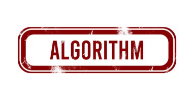 Algoritma - kırmızı grunge tuşu, damga