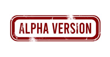 Alfa sürümü - kırmızı grunge düğmesi, damga