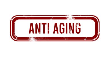 Yaşlanma Karşıtı - Kırmızı grunge düğmesi, mühür