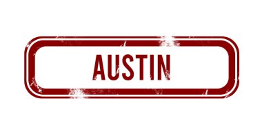 Austin - Kırmızı grunge düğmesi, damga