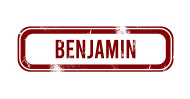 Benjamin - kırmızı grunge düğmesi, damga