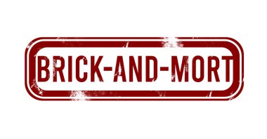 Tuğla ve harç - kırmızı grunge düğmesi, damga