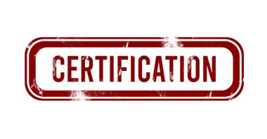 Sertifika - kırmızı grunge düğmesi, pul