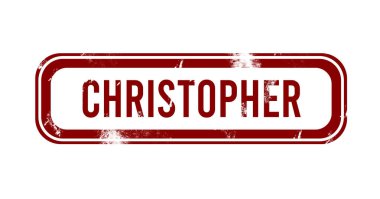 Christopher - kırmızı grunge düğmesi, damga
