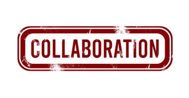 İşbirliği - kırmızı grunge düğmesi, damga