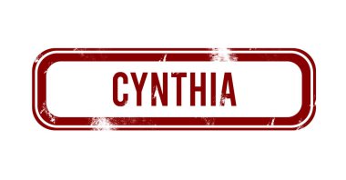 Cynthia - kırmızı grunge düğmesi, damga