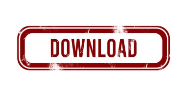 İndirme - kırmızı grunge düğmesi, pul