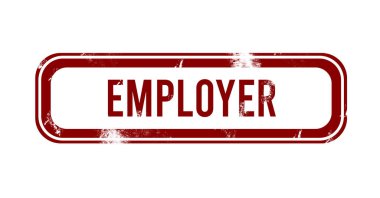 İşveren damgası - kırmızı grunge tuşu, damga