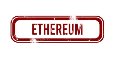 Ethereum - Kırmızı grunge düğmesi, damga