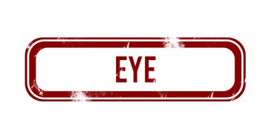 Göz - kırmızı grunge düğmesi, damga