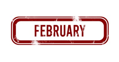 Şubat - Kırmızı grunge düğmesi, damga