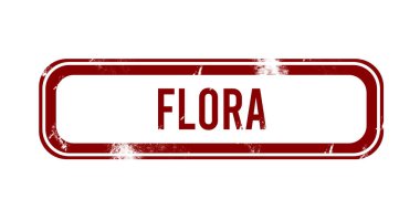 Flora - Kırmızı grunge düğmesi, damga