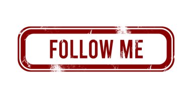 Beni takip edin - kırmızı grunge düğmesi, damga