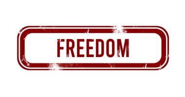 Özgürlük - Kırmızı grunge düğmesi, damga