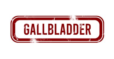 Safra kesesi - kırmızı grunge düğmesi, damga