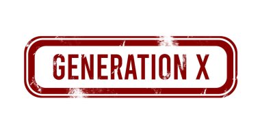 Jenerasyon X - kırmızı grunge düğmesi, damga