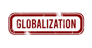 Küreselleşme - kırmızı grunge düğmesi, mühür