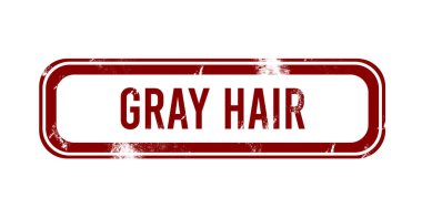 Gri saç - kırmızı grunge düğmesi, damga