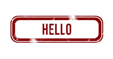 Merhaba - Kırmızı grunge düğmesi, damga