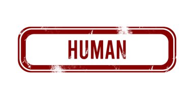 İnsan - Kırmızı grunge düğmesi, damga