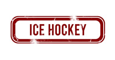 Buz hokeyi - kırmızı grunge düğmesi, pul