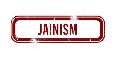 Jainizm - kırmızı grunge düğmesi, damga