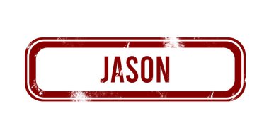 Jason - kırmızı grunge düğmesi, damga