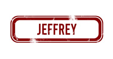 Jeffrey - Kırmızı grunge düğmesi, damga