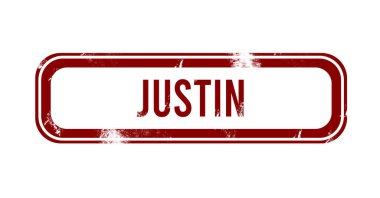 Justin - Kırmızı grunge düğmesi, damga