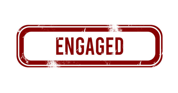 engaged - red grunge button, stamp
