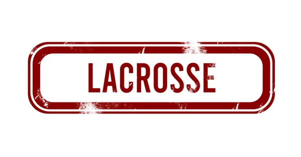 Lacrosse Röd Grunge Knapp Stämpel — Stockfoto