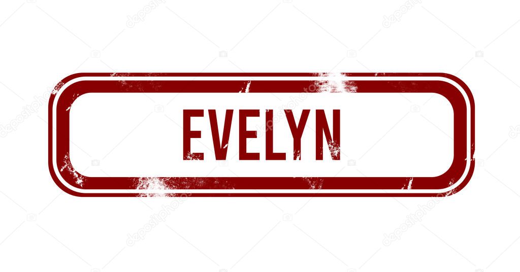 Evelyn - red grunge button, stamp