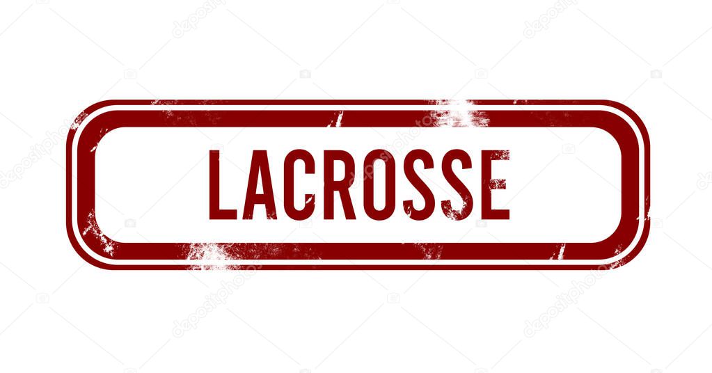 Lacrosse - red grunge button, stamp