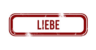 Liebe - Kırmızı grunge düğmesi, damga