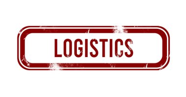 Lojistik - kırmızı grunge düğmesi, mühür