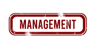 Yönetim - kırmızı grunge düğmesi, mühür