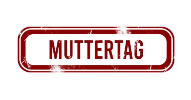 Muttertag - kırmızı grunge düğmesi, mühür