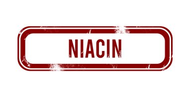 Niasin - Kırmızı grunge düğmesi, mühür