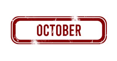 Ekim - Kırmızı grunge düğmesi, damga