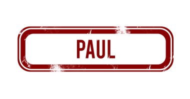 Paul - Kırmızı grunge düğmesi, damga