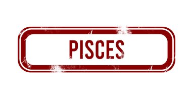 Balık - kırmızı grunge düğmesi, damga