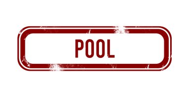 Havuz - kırmızı grunge düğmesi, mühür