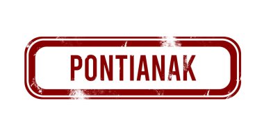 pontianak - kırmızı grunge düğmesi, damga
