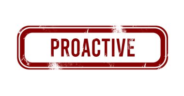 Proaktif - kırmızı grunge düğmesi, damga